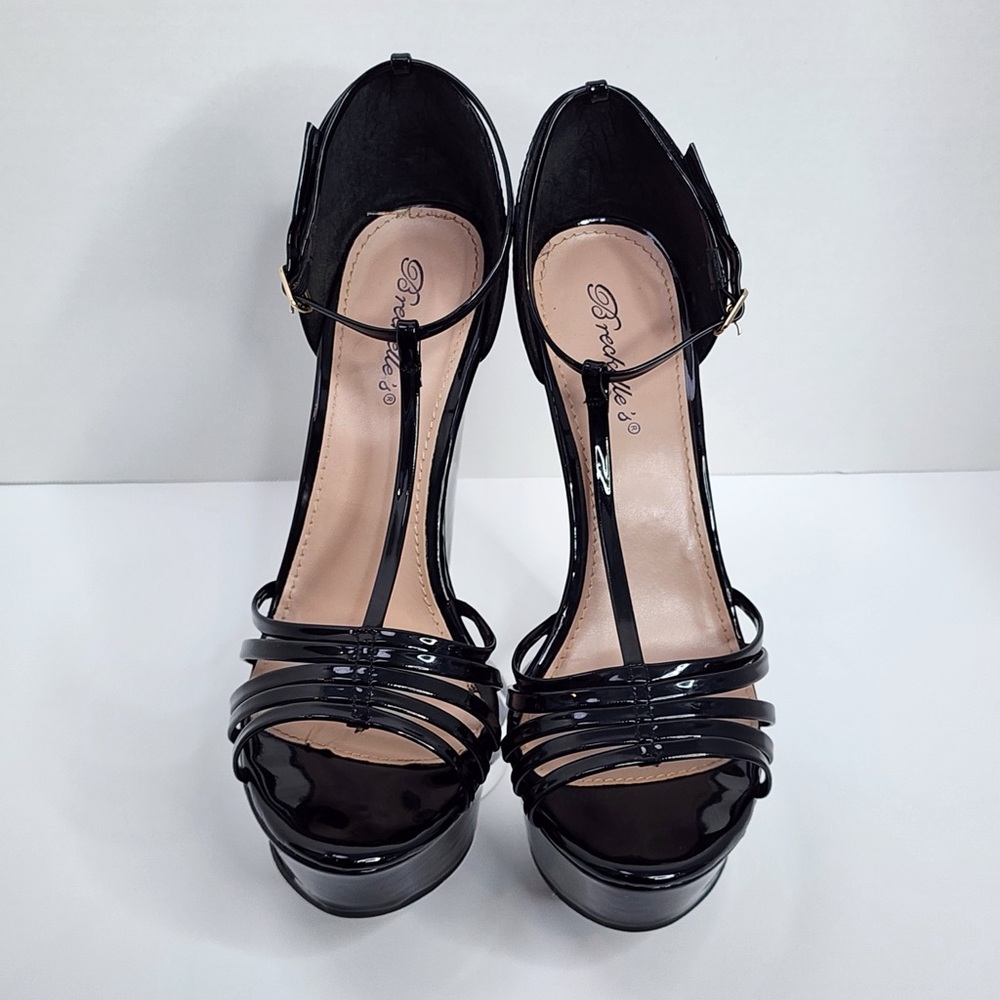 Breckelles Glossy Black Platform Sandals